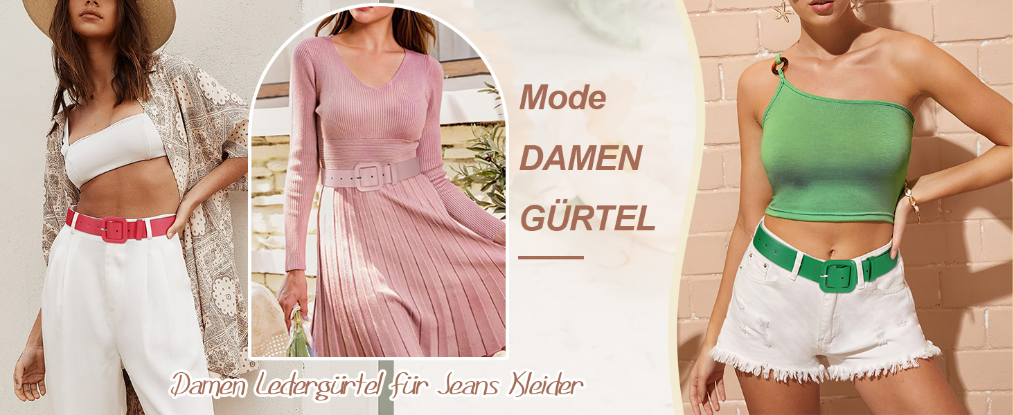 Жіночий шкіряний пояс JasGood пастельно-рожевого кольору, широкий, з квадратною пряжкою для джинсів, штанів та суконь, 110 см (під талію 76-88 см)