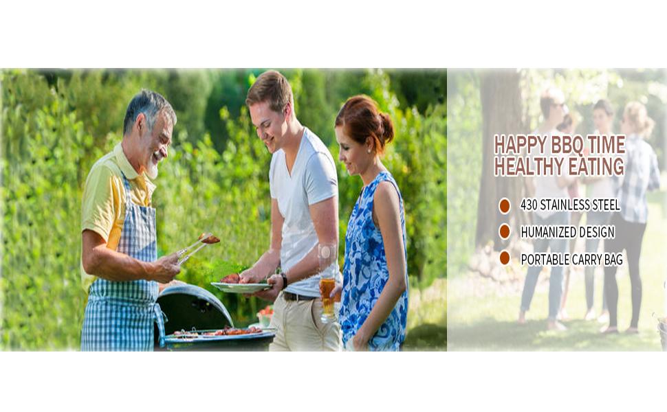 Набір гриль-посуду з нержавіючої сталі GQC, 3 шт. Професійний набір інструментів для грилю в кейсі. BBQ, кемпінг, сад, для чоловіків та жінок