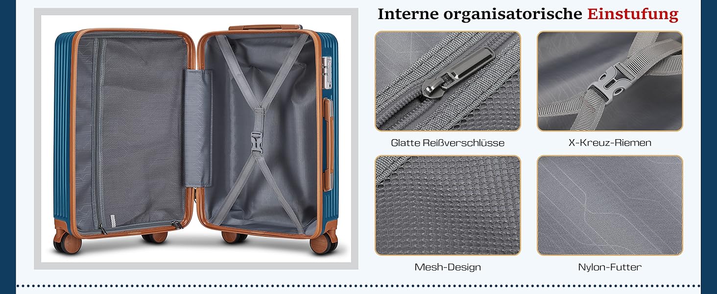 Набір валіз Joyway з ABS-пластику (4 колеса, TSA-замок) з місткою сумкою та культурою. Великий синій кофр