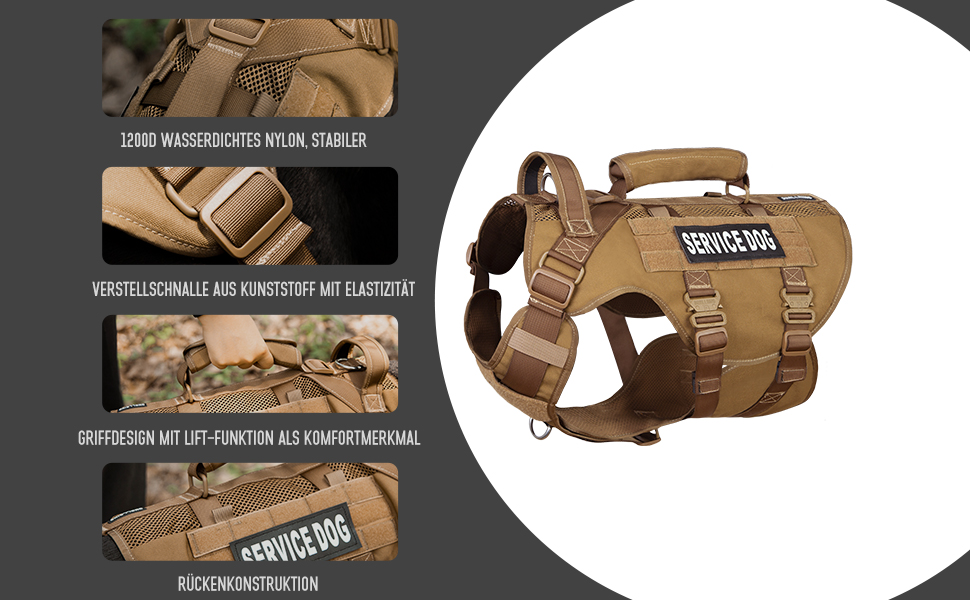 Тактичне нашийник для собак, підйомне спорядження для середніх та великих собак, Air Mesh регульований нашийник для службових собак з металевою застібкою 39g для тренувань та прогулянок (Помаранчевий, M(Окружність шиї: 36-53см, Окружність грудей: 56-74см))