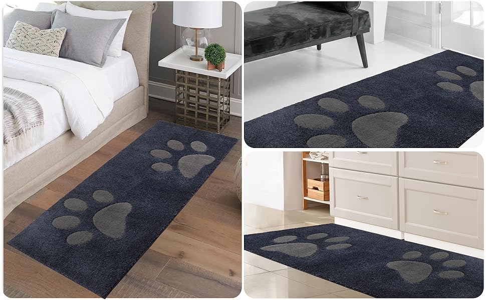 Килимок для дому FCSDETAIL, 50x80 см, миючий, водонепроникний, з антиковзаючою поверхнею, для собак та вологих лап (Темно-синій)