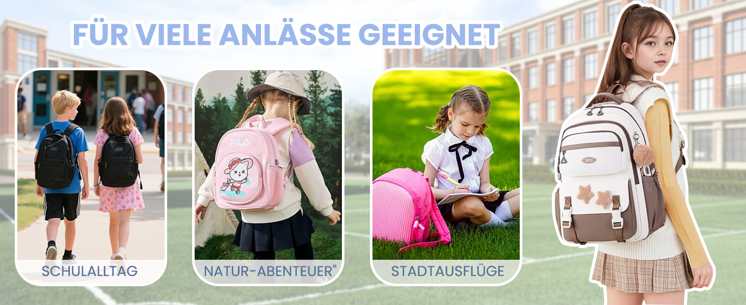 Дитячий рюкзак для дівчаток Kinderrucksack, 18L, 2-7 клас, легкий, з дихаючою спинкою та м'якими лямками, для школи, підлітки 7+ років, колір кавовий