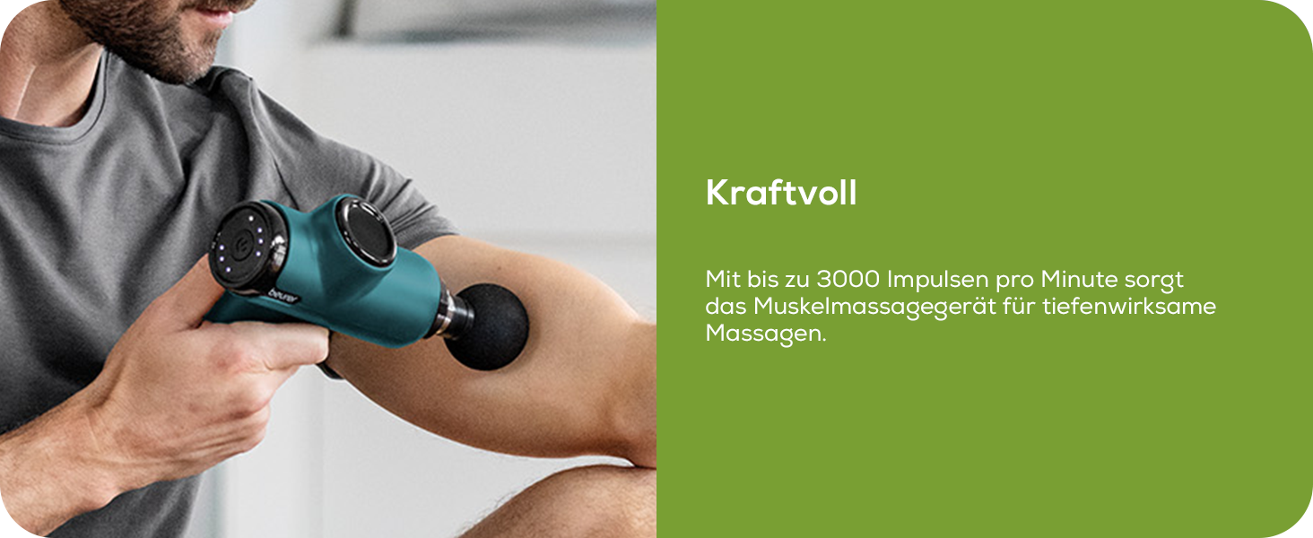 Beurer MG 99 Massage Gun - Cordless Muscle Massager with 4 Attachments & 5 Intensity Levels