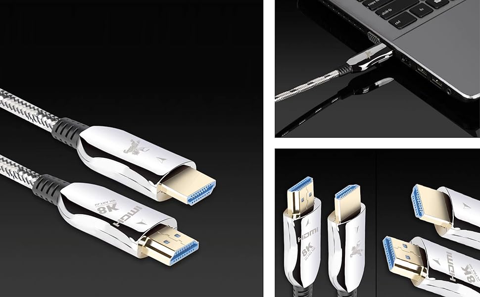 HDMI кабель Impeto Audiophile 8K 2.1 Glasfaser, 48Gbps, 1м, підтримка 8K 60Hz, 4K 120Hz, Dynamic HDR, 3D, сумісний з PS5, ноутбуками, TV, Blue ray