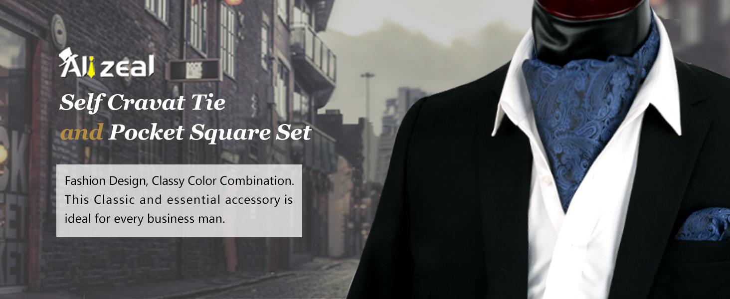 Комплект краватка-хустинка Alizeal Paisley (Золотий) для чоловіків