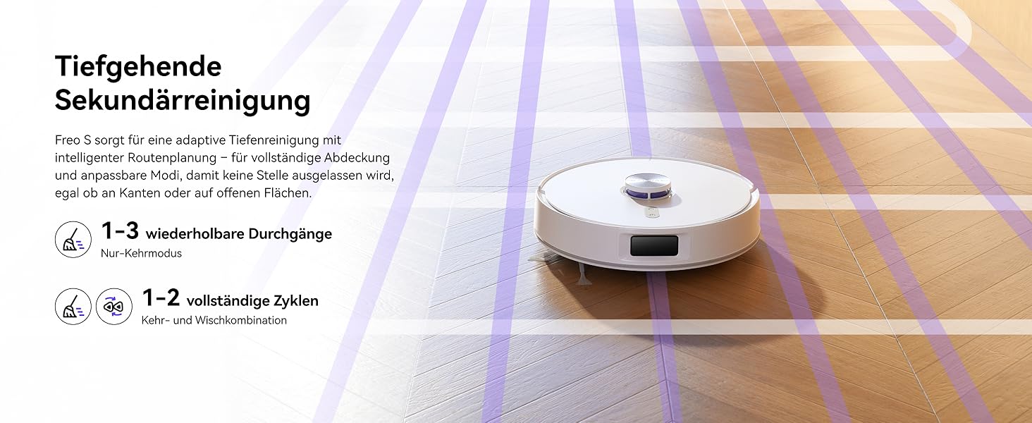 Робот-пилосос NARWAL Freo S з функцією миття підлоги, 8000Pa, 8N тиск, станція самоочищення 3.5L, LDS-лазерна навігація та 3D-картування, керування через додаток, для килимів/шерсті домашніх тварин