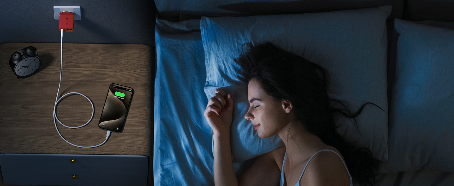 Зарядний пристрій USB-C 4-портовий 40W з Quick Charge для iPhone, Samsung та інших пристроїв (Червоний)