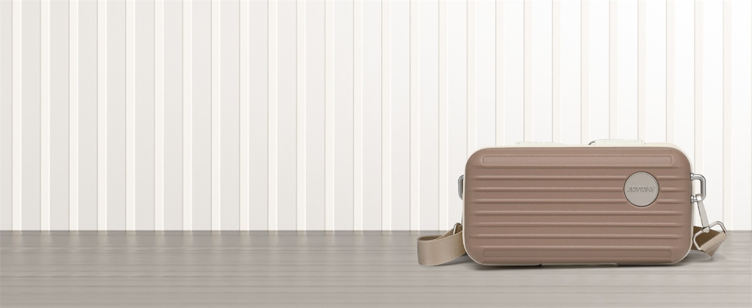 Набір валіз Joyway 3 в 1 з твердим корпусом, 4 колеса, TSA-замок, коричневий/білий. В комплекті: косметичка та сумка для перенесення.