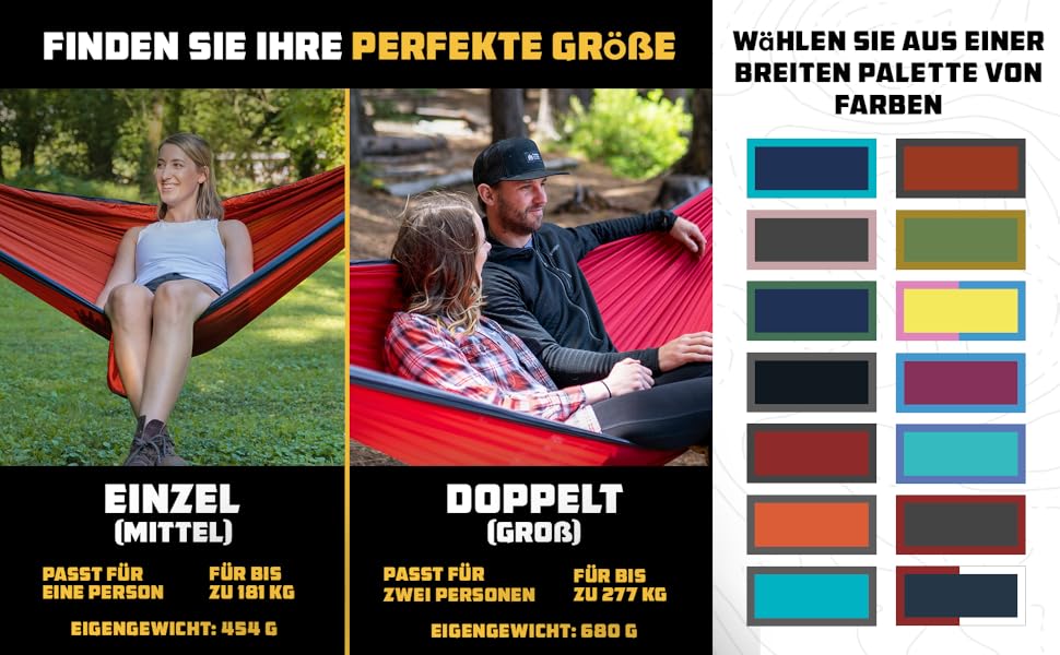 Wise Owl Outfitters Hammock for Camping, Single Hammocks, Outdoor Gear, Backpacking, Survival, or Travel, Portable, Lightweight, Parachute Nylon, Blue and Gray