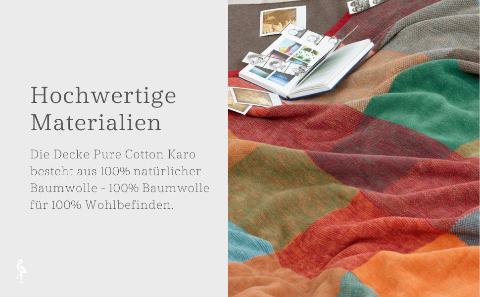 Плед biederlack Pure Cotton Karo, фланелевий, 150x200 см, 100% бавовна, кольорова клітинка, еко, виготовлено в Німеччині