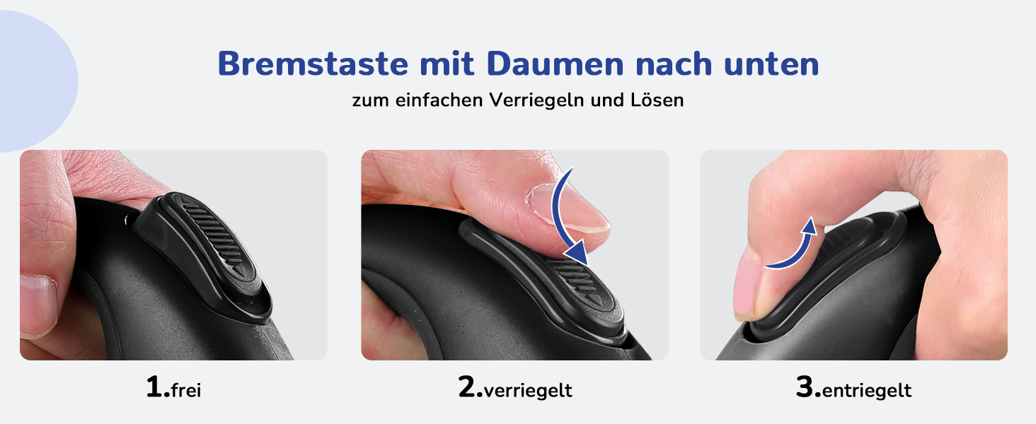 Рулетка для собак Pecute 10м, чорна, до 50 кг, антизаплутування, швидке гальмування