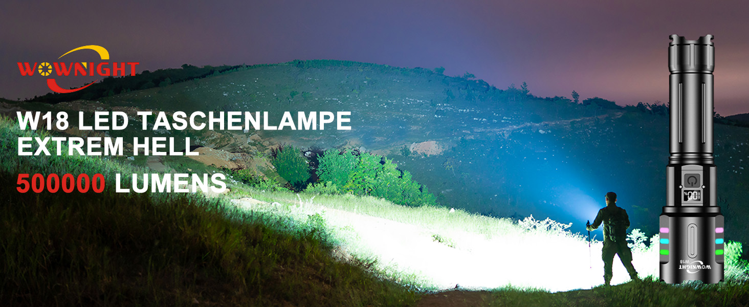 Ліхтар LED акумуляторний тактичний, 500000 люмен, 5 режимів, плавне регулювання яскравості, для кемпінгу та надзвичайних ситуацій, чорний