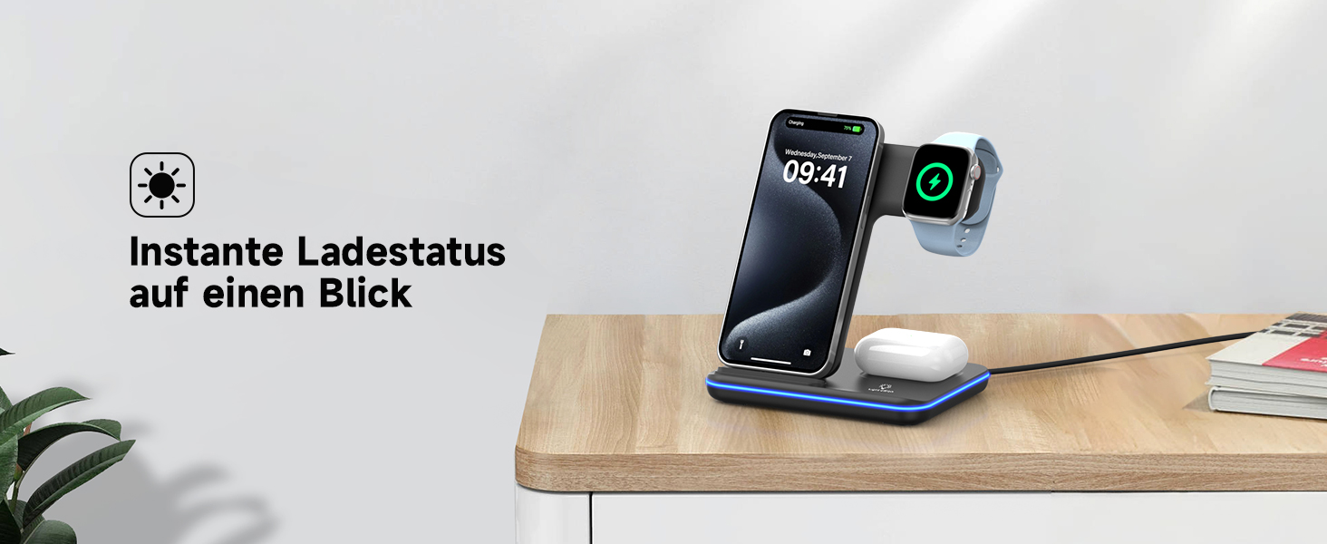 Бездротова зарядка 3-в-1 для Apple iPhone, Apple Watch та AirPods (чорний)