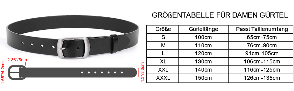 Жіночий шкіряний ремінь JasGood для джинсів та суконь, з пряжкою, чорний, розмір L (91-105 см)