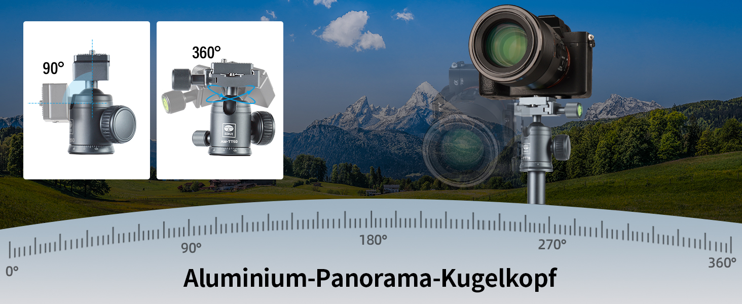 Штатив SIRUI AM-TT50: компактний, легкий, для камери та смартфона, до 10 кг, з кульковою головкою 360°