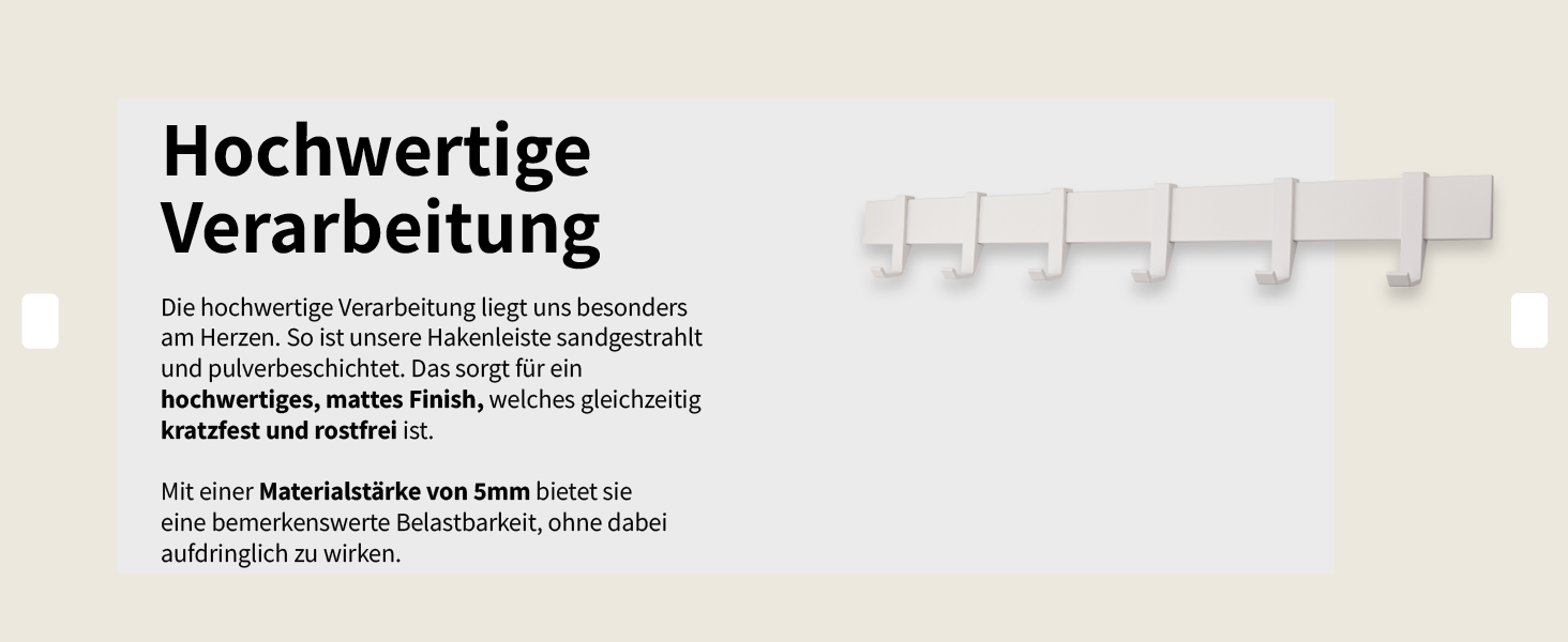 Стійка для одягу Designfabrik Hamburg, настінна металева вішалка з рухомими гачками, сучасний дизайн, чорна, 58 см, матова біла
