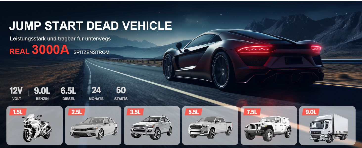 Powerbank з компресором GOOLOO A3 для автомобіля 12V (до 9.0L бензин/6.5L дизель), 3000A, 150PSI, LED дисплей