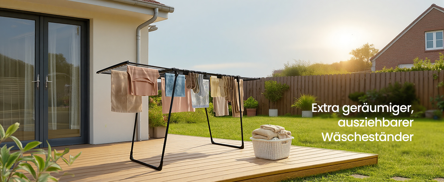 SONGMICS Сушарка для білизни, металева, 52.5 x 173 x 96.5 см, з крилами, для одягу, рушників, шкарпеток, чорна (LLR518G01)