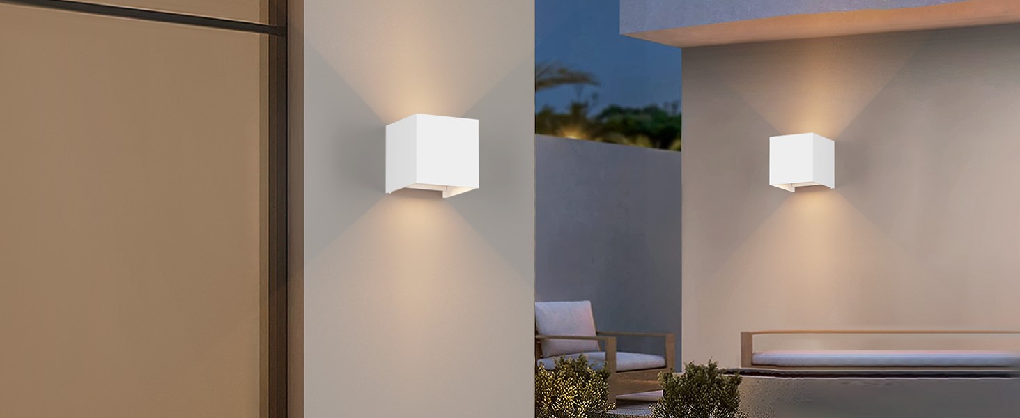 LED-вологостійке настінне світильник K-Bright 7W з регульованим світловим променем, 3000K, тепле біле світло, IP65, для внутрішнього та зовнішнього використання