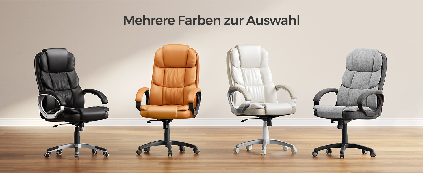 Крісло офісне SONGMICS для офісу та дому, крісло для комп'ютера, регульована висота, оббивка, OBG22B (карамельний колір, 53 x 51 x (112-122) см)