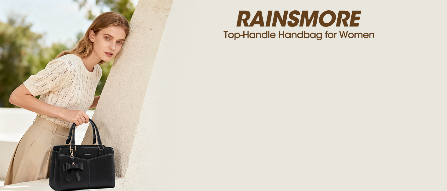 Сумка жіноча RAINSMORE середнього розміру зі штучної шкіри, чорна. Сумка-тоут, сумка на плече, ручна сумка