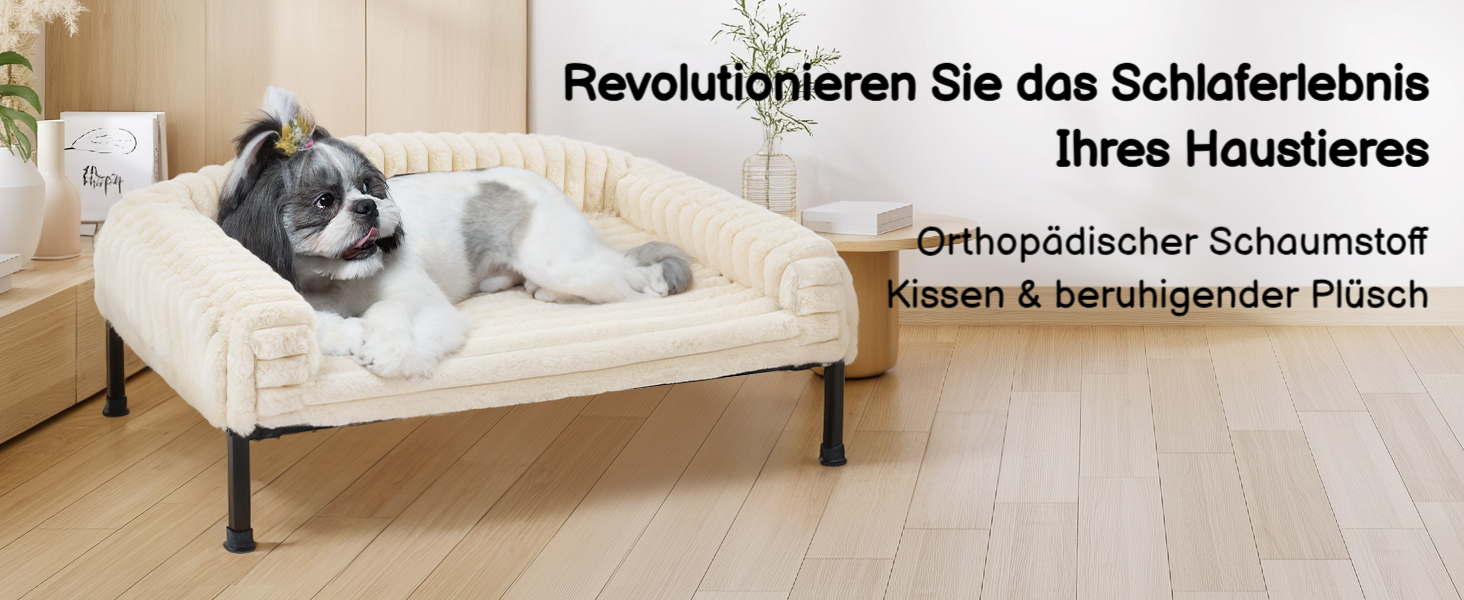 Ліжко для собак Veehoo - м'яке, з ортопедичним матрацом, 60x45x10 см, білий колір