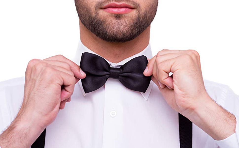 Підтяжки чоловічі DonDon Y-подібні, 3,5 см, еластичні, регульовані, комплект з метеликом 12х6 см, чорні