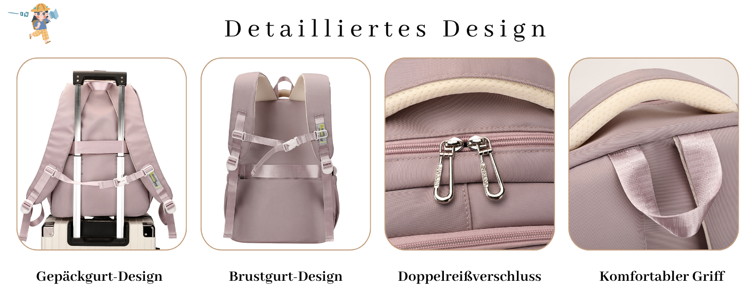 Шкільний рюкзак для дівчаток та хлопчиків-підлітків. Водостійкий рюкзак для школи, подорожей. Рожевий, з багатьма кишенями.