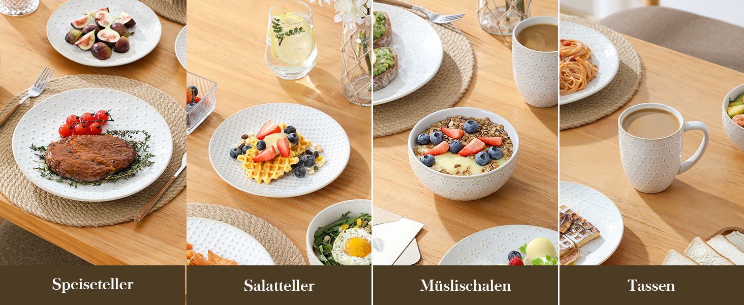 Набір кавових чашок з блюдцем MALACASA, 8 предметів, на 4 персони, керамічний сервіз, об'єм 180 мл, для кави, чаю, десертів, бежевий