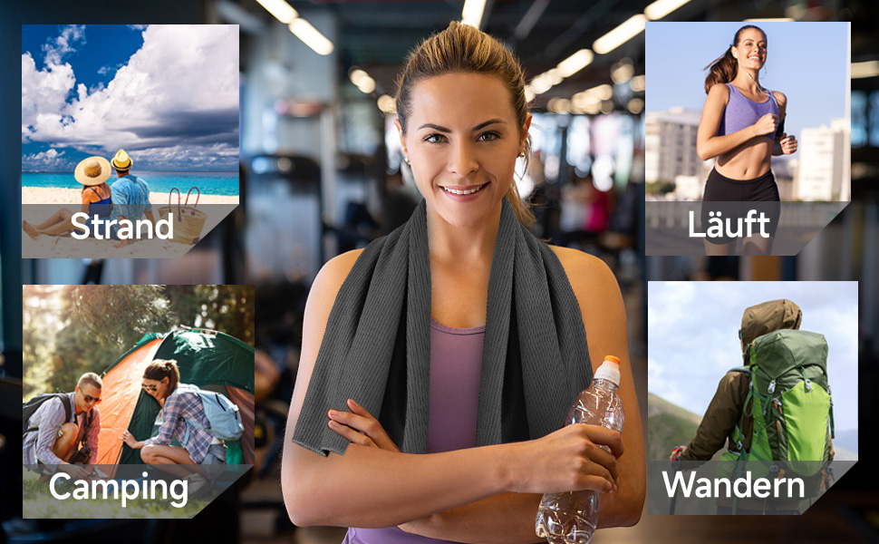 Набір рушників з мікрофібри Pameil (2 шт.) - великий (160x80 см) + маленький (80x40 см), компактні та швидковисихаючі, для спорту, подорожей, пляжу, колір морської хвилі