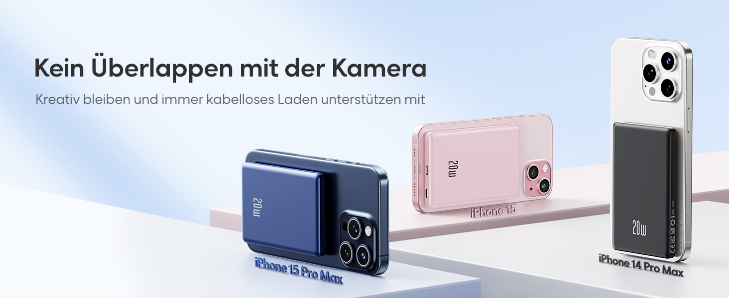 Портативний акумулятор Ntaanoo для iPhone з MagSafe, 5000mAh, 20W, бездротова зарядка, блакитний