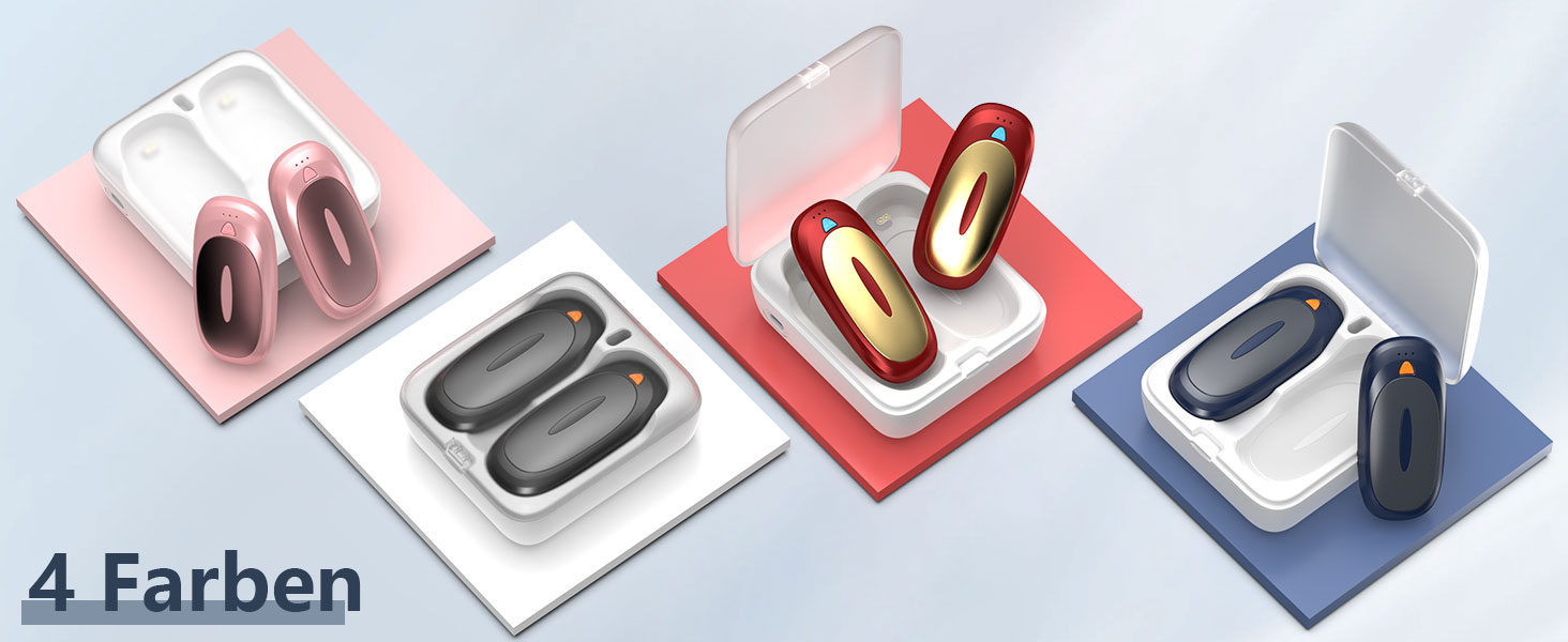 Електричні грілки для рук 2 шт. 4000mAh з зарядним кейсом 10000mAh, 3 режими нагріву, USB-C, для катання на лижах, кемпінгу, подарунок, рожевий