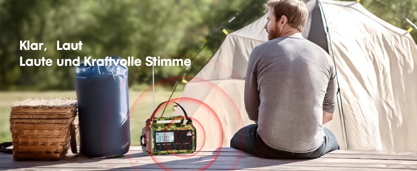 Радіо Kurbelradio на сонячній батареї та з ручкою, 12000mAh, AM/FM/SW, USB-зарядка, SOS-сигнал, ліхтарик, для кемпінгу та надзвичайних ситуацій, зелений камуфляж