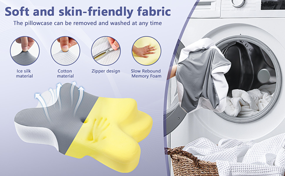 Подушка для шиї JINXIA: ергономічна ортопедична подушка з memory foam, сіра, для сну на боці, спині та животі