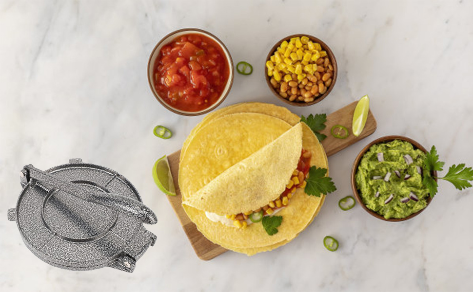 Прес для тортилій з чавуну, 16 см - для тортилій, чапати, кесадільї, роті, фладенброт, піци, млинців