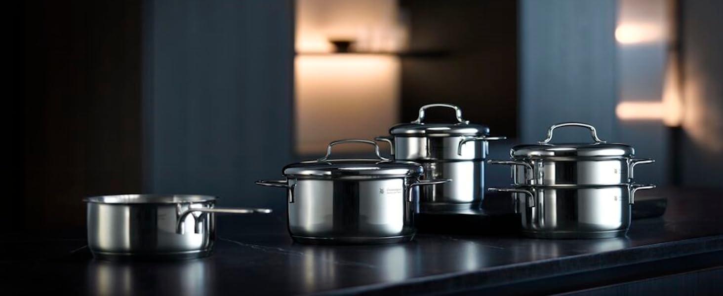 Каструля WMF Mini Stielkasserolle 14 см з нержавіючої сталі Cromargan, 0,9 л, без кришки, для невеликих порцій, Induktion
