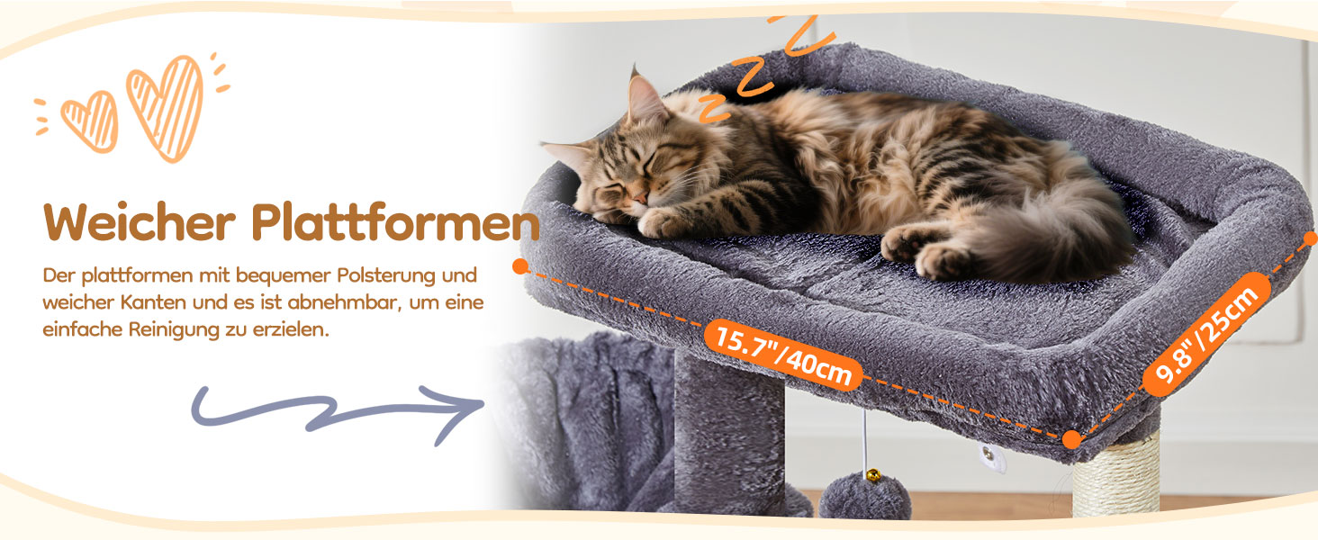 Дерев'яний кігтеточки Taoqimiao Klein 98 см - котячий будиночок з корзиною та 4 стовпчиками, MS029SW (темно-сірий)