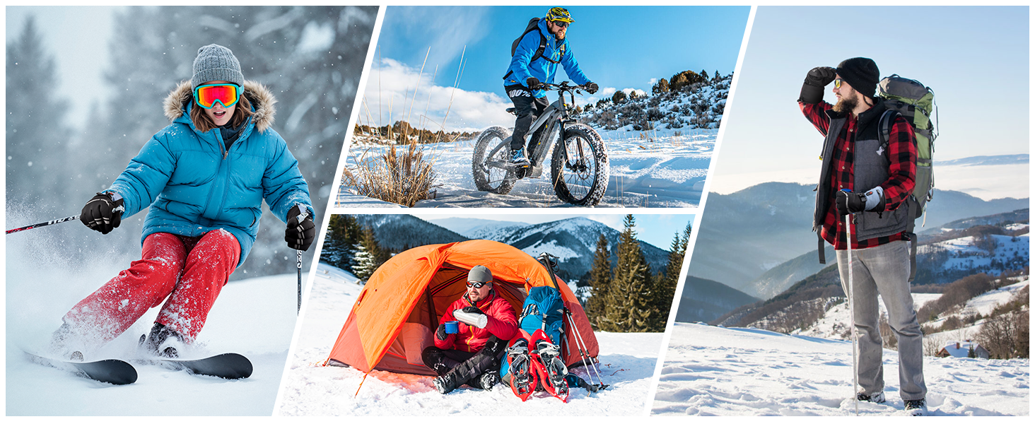 Обогревні рукавички для жінок та чоловіків 7.4V 6400mAh, акумуляторні, 3 режими нагріву, водонепроникні, сенсорні, для мотоцикла, лиж, скелелазіння, піших прогулянок, універсальний розмір