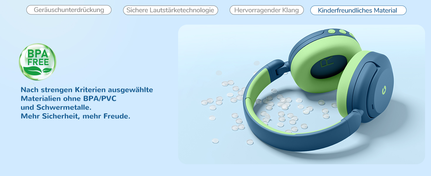 iClever Бездротові навушники з шумозаглушенням для дітей Bluetooth, 60 годин роботи, 80дБ безпечний рівень гучності, зручна посадка, Bluetooth 5.4, AUX кабель для подорожей, білий, зелений, блакитний