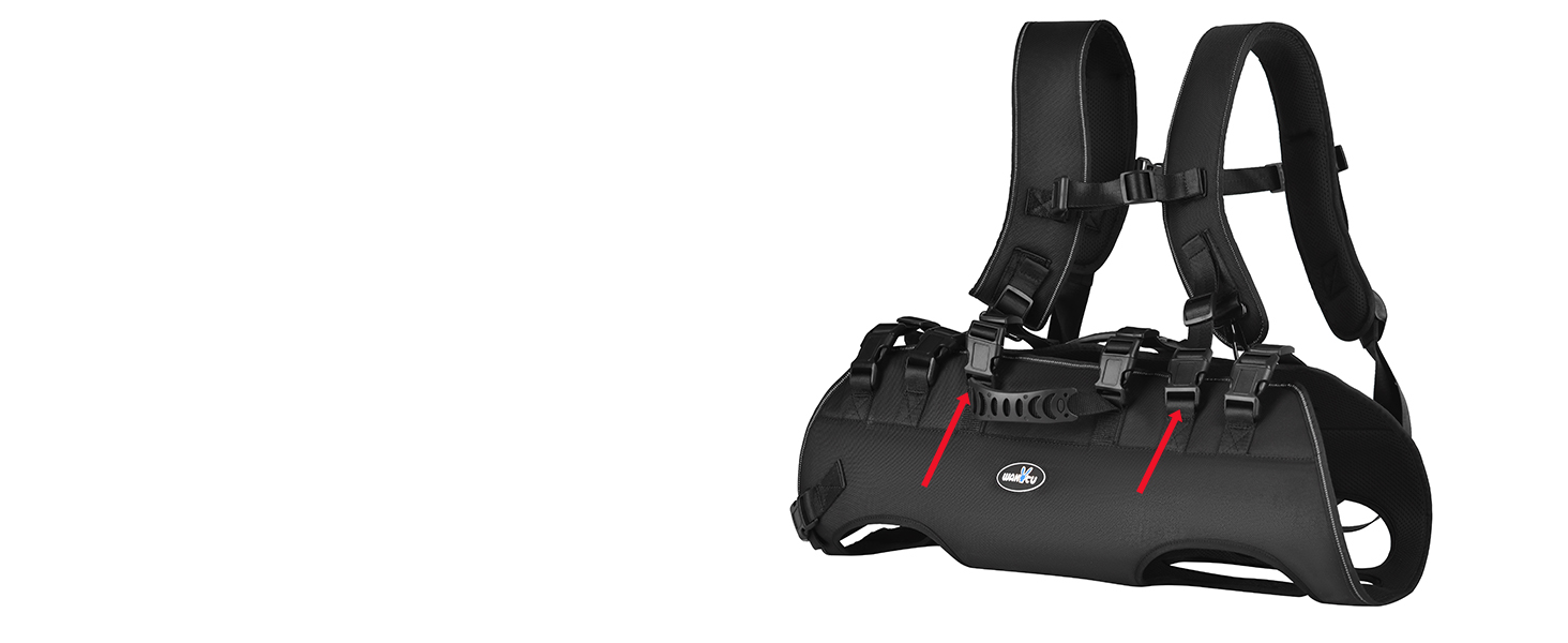 Сумка-переноска для собак великих порід Wakytu: переноска-рюкзак для собак з проблемами суглобів, травмами, літніх собак. Максимальна вага 30-40 кг, чорна, 4XL