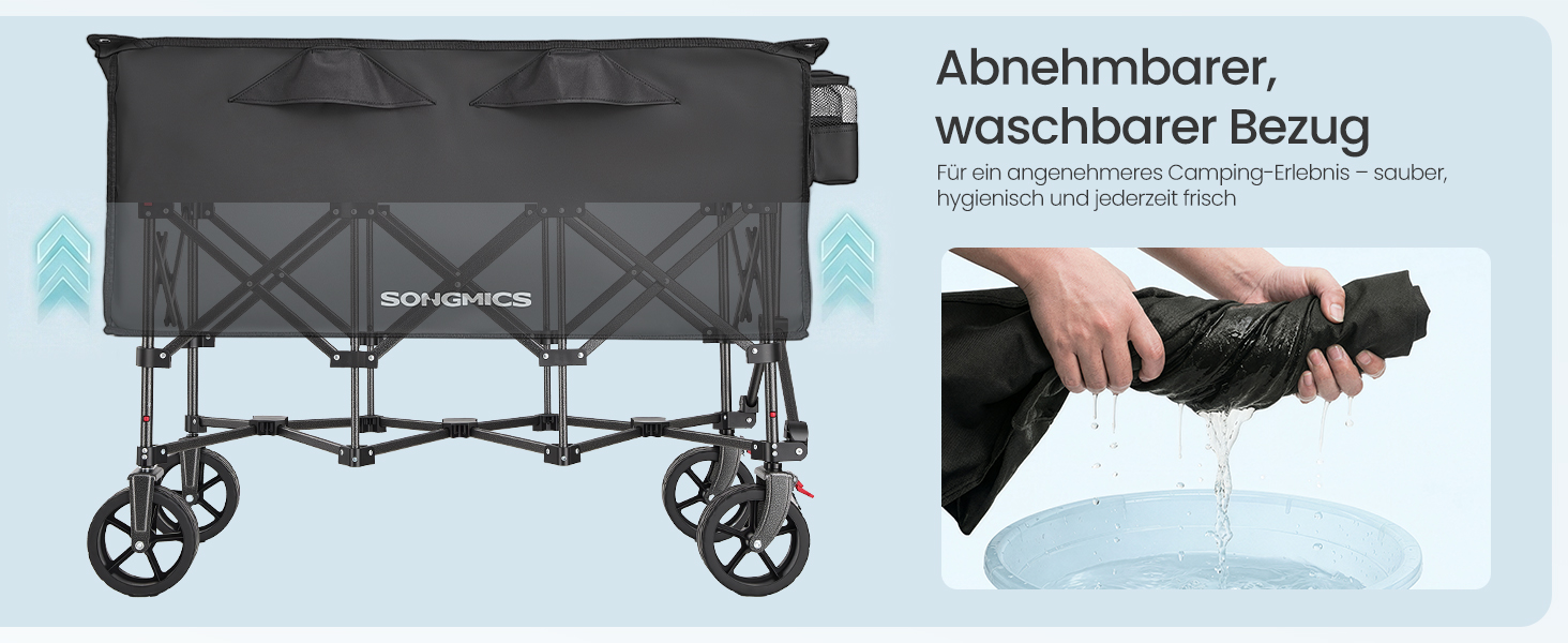 Візок садовий SONGMICS GFW909B01, 90 л, чорний, складаний, вантажопідйомність 180 кг, 4 колеса (2 поворотні)