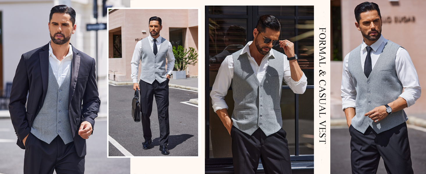 Жилет чоловічий COOFANDY, елегантний, для бізнесу, класичний, сірий, розмір XL