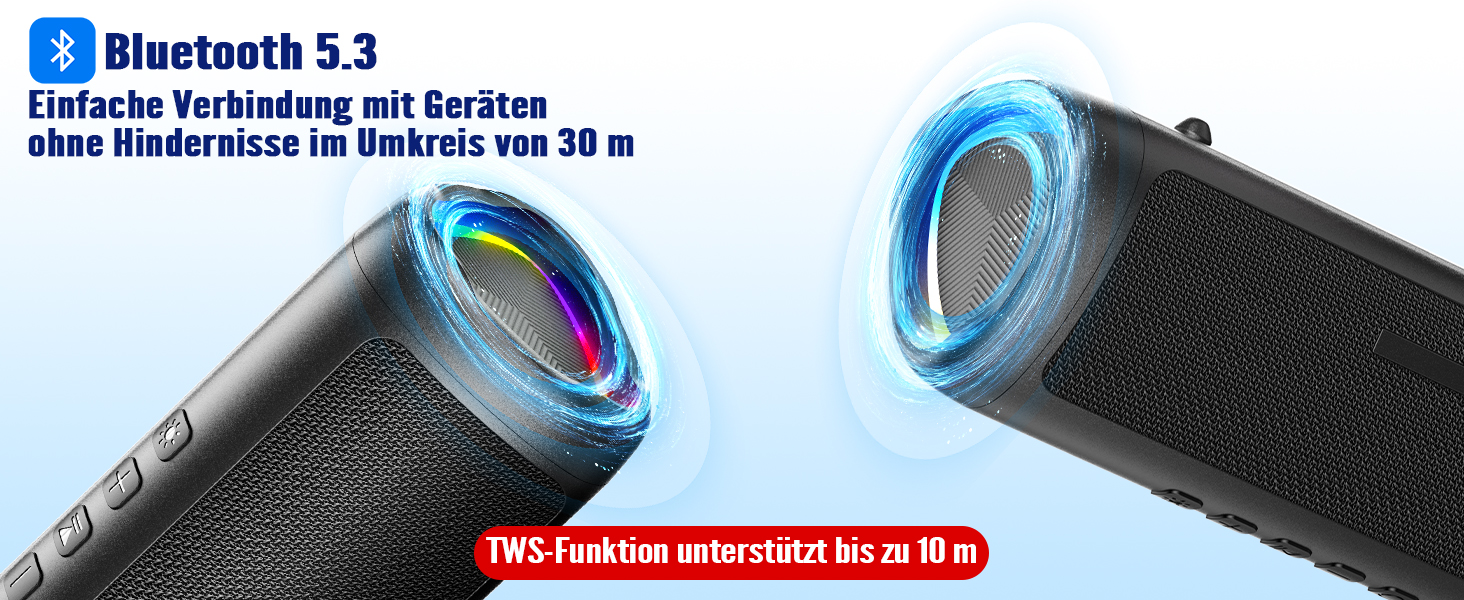Портативна Bluetooth колонка UOHHBOE 30W з RGB підсвічуванням, TWS Stereo, водонепроникність IPX5, 24 години роботи, 30 метрів, функція гучного зв'язку, трикутна форма