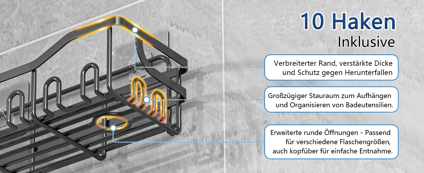 Набір з 5 полиць для душу без свердління, чорний колір. Органайзер для душу з 28 гачками, тримачем для пасти та 2 мильницею. Підходить для шампуню та інших аксесуарів для ванної кімнати.