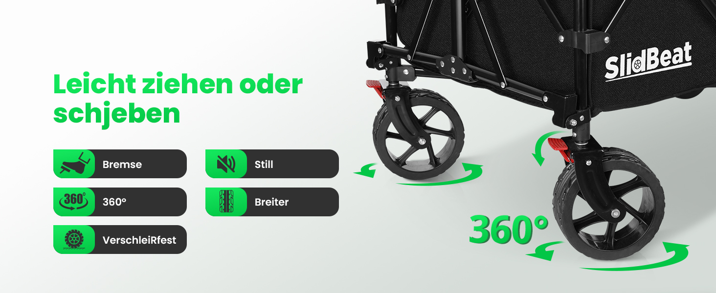Візок-садовий SLIDBEAT XXXL 300л, 226кг, з гальмами та великими колесами для пляжу, саду, кемпінгу та транспорту