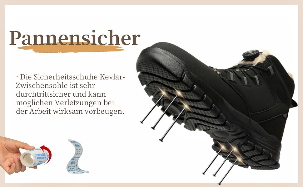 Зимові захисні черевики: чоловічі та жіночі робочі черевики з поворотним замикачем, неслизькі, зі сталевим підноском, водонепроникні, теплі, чорні, 42 EU