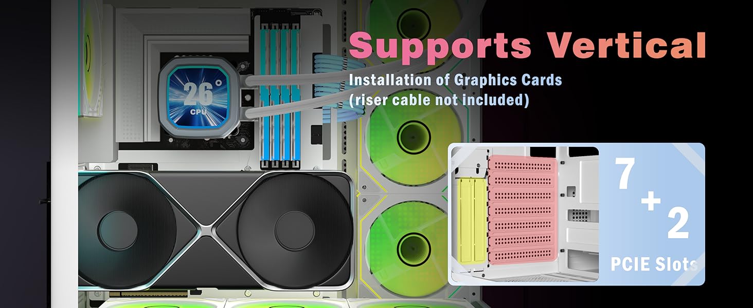 Корпус ПК KEDIERS G500 (білий) з 7 ARGB вентиляторами, Mid Tower, з подвійним загартованим склом, для геймінгу