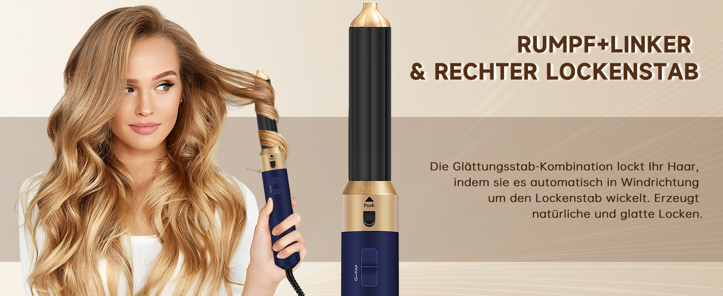 Фен-щітка 6 в 1 для волосся: стайлер, плойка, об'єм, локони