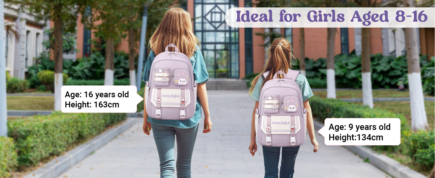 Дитячий рюкзак IvyH для дівчаток – велика місткість, водонепроникний, ідеальний для школи, 2-6 клас, фіолетовий