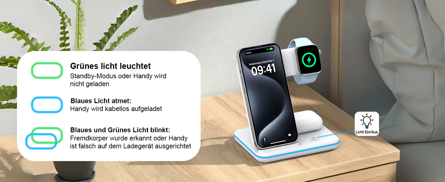 Бездротова зарядка 3-в-1 для Apple iPhone, Apple Watch та AirPods (біла)